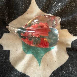 Elegant Glass Bird Figurine - Red Accents